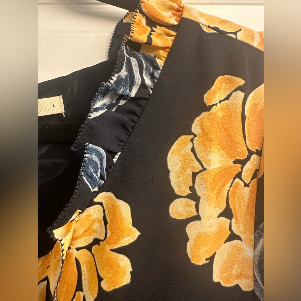 Anthropologie Floral Ruffle Sleeve Blouse - Picture 5 of 9